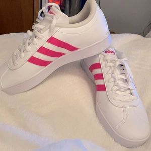 Adidas pink & white shoes